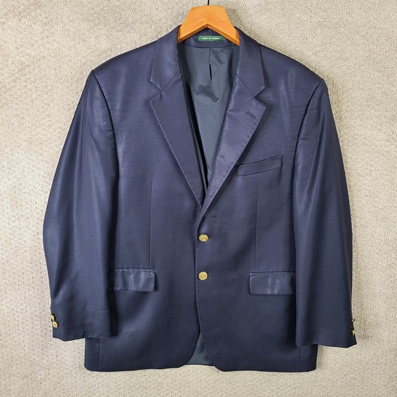 Vintage Lauren Ralph Lauren‎ Jacket Mens 43R Blue Sport Coat Wool Gold Buttons - Picture 1 of 15